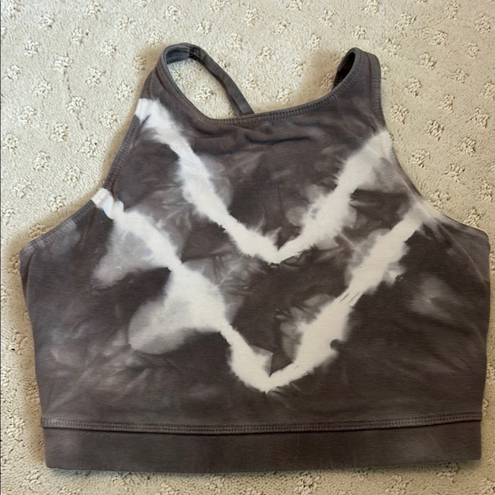 Electric & Rose Gray and White Tie-Dye Sports Bra